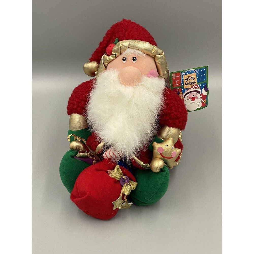Vintage‎ 1995 Santa Claus 10" Plush Holiday Workshop International Silver Co